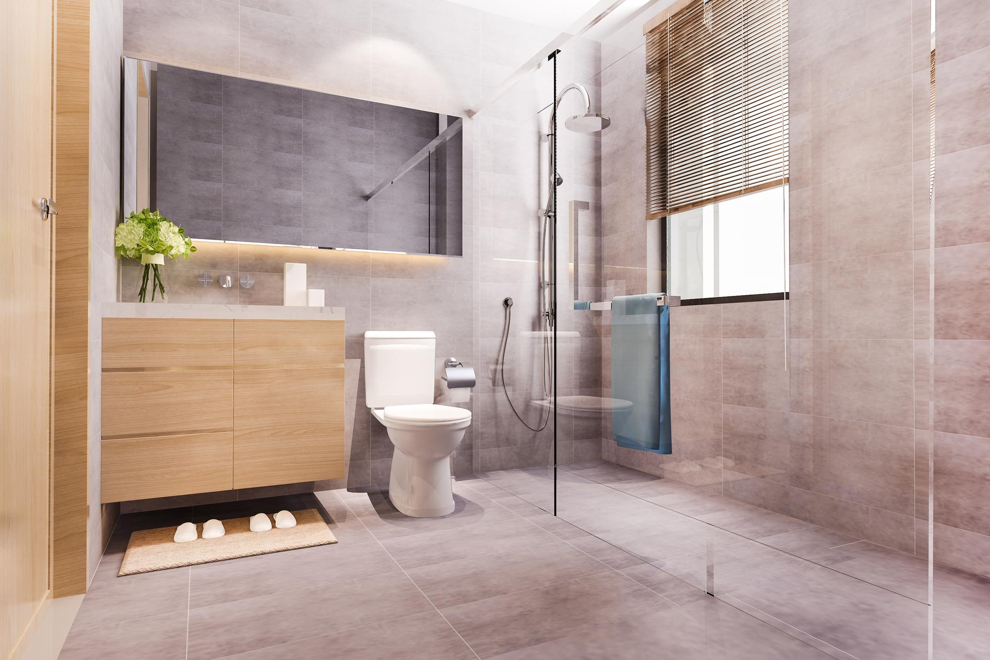 Newly renovated bathroom with walk-in shower